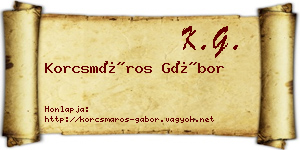 Korcsmáros Gábor névjegykártya